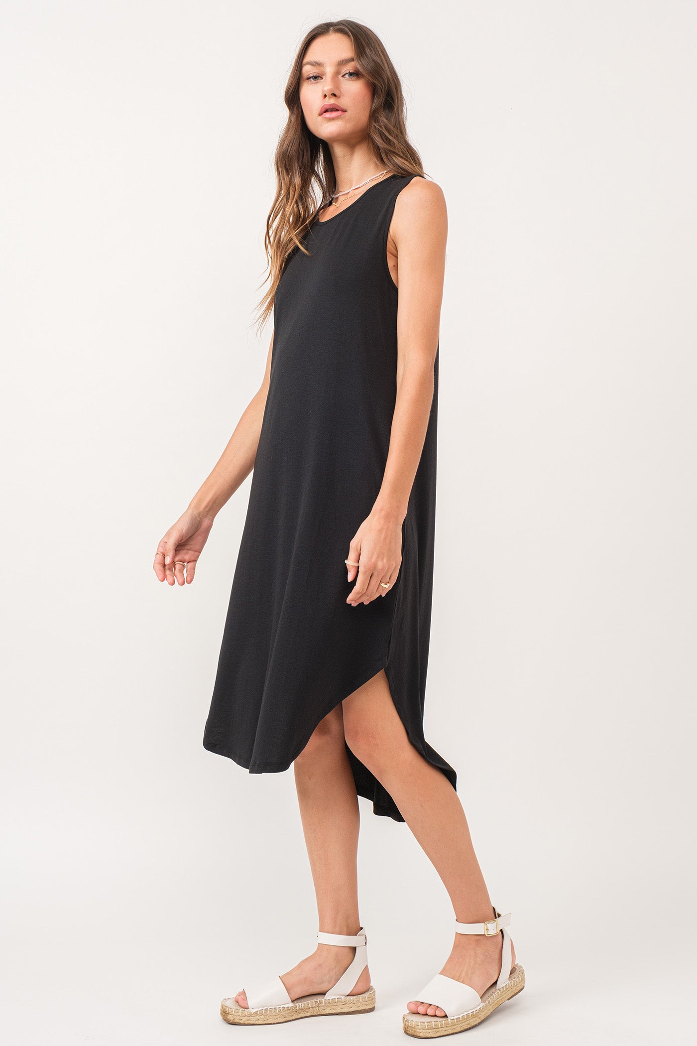 Sheridan Sleeveless Button Back Detail Midi Dress Black