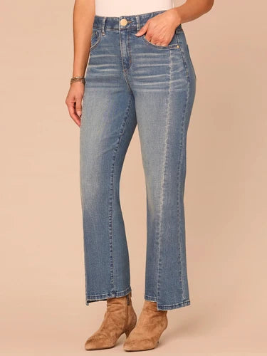 Ab Solution Skyrise Barely Boot Clean Step Hem Jeans Mid Blue Artisanal