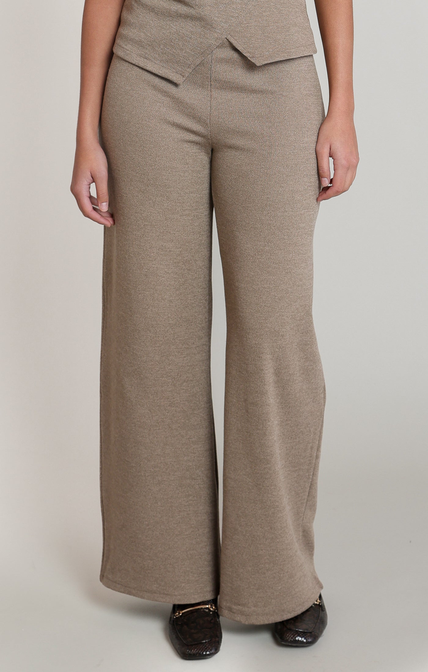 Pull On Knit Pants Light Heather Brown