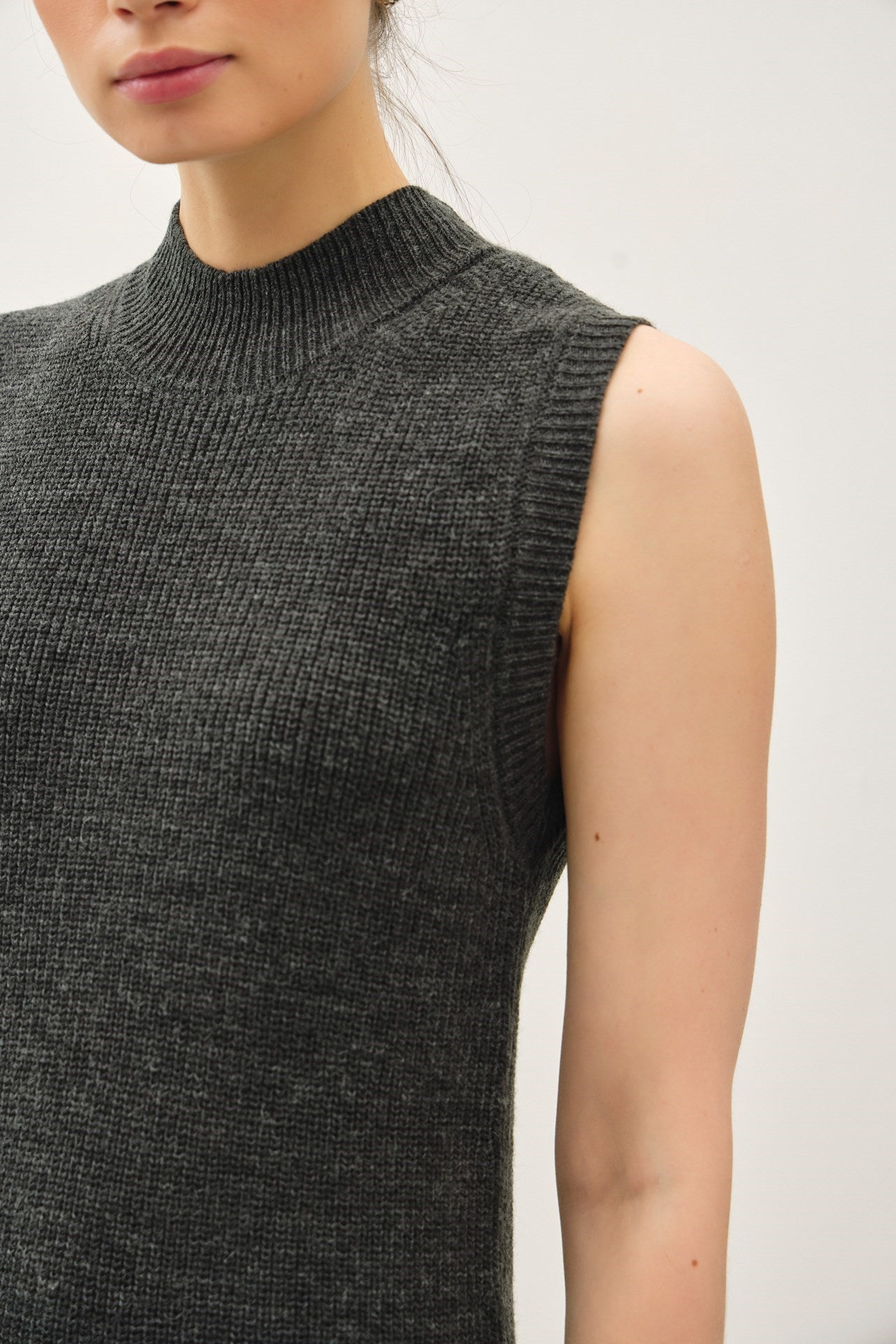 Turtleneck Sweater Tank Dress Charcoal