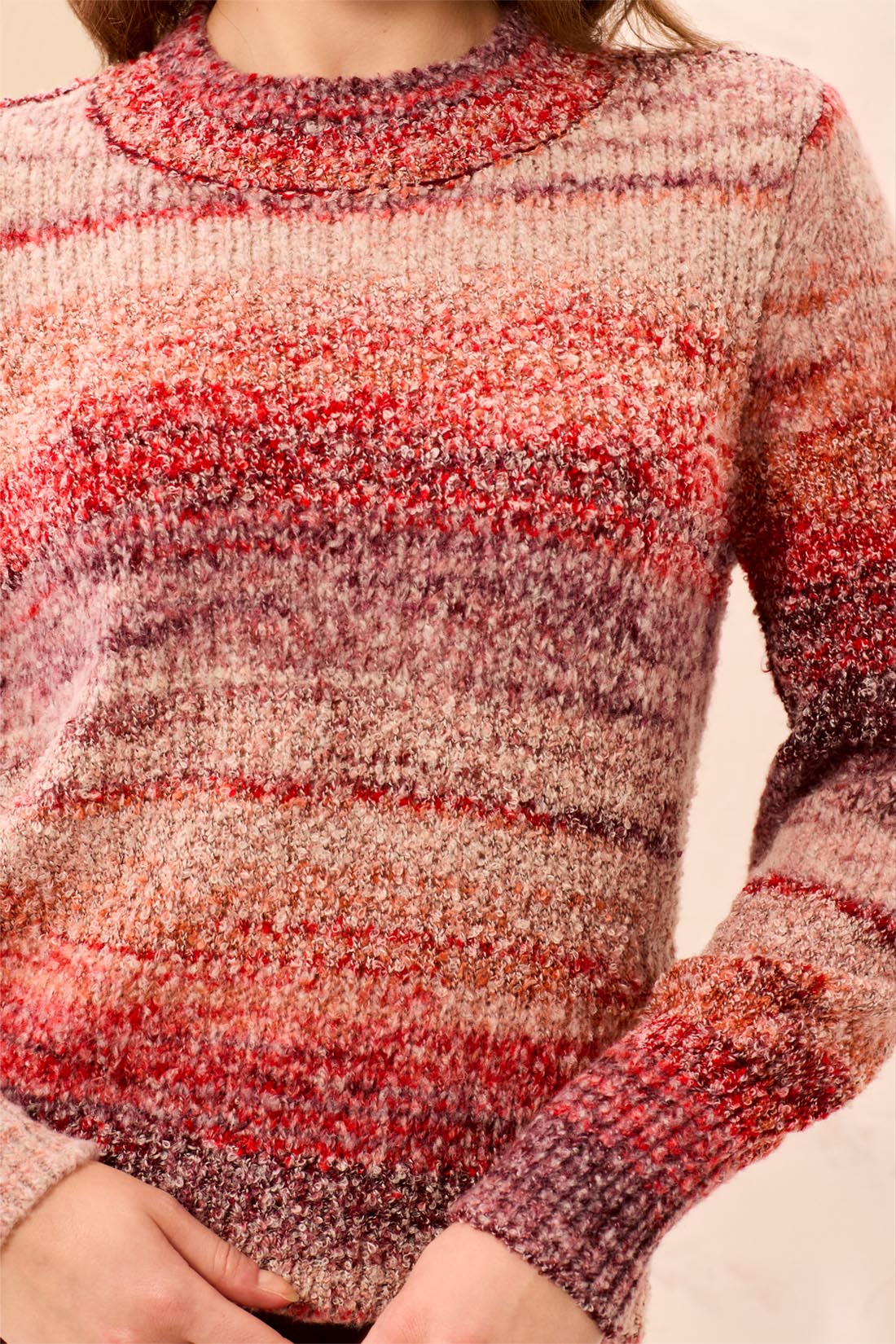 Ombre Nubby Mock Neck Sweater Jazzy