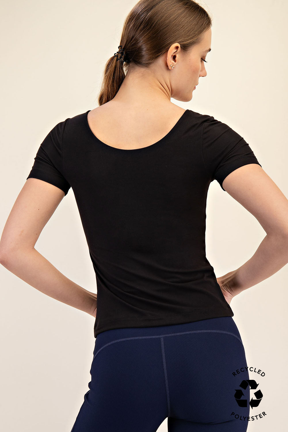 Recycled Butter Round Neck Short Sleeve Tee Black
