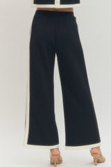 Side Stripe Pleat Pant Black
