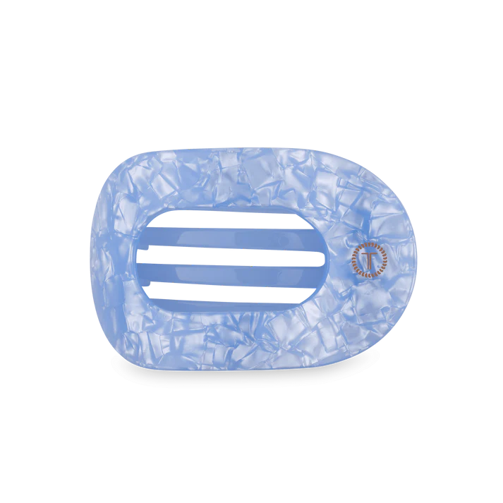 Teleties Medium Flat Round Hair Clip Blue Lagoon