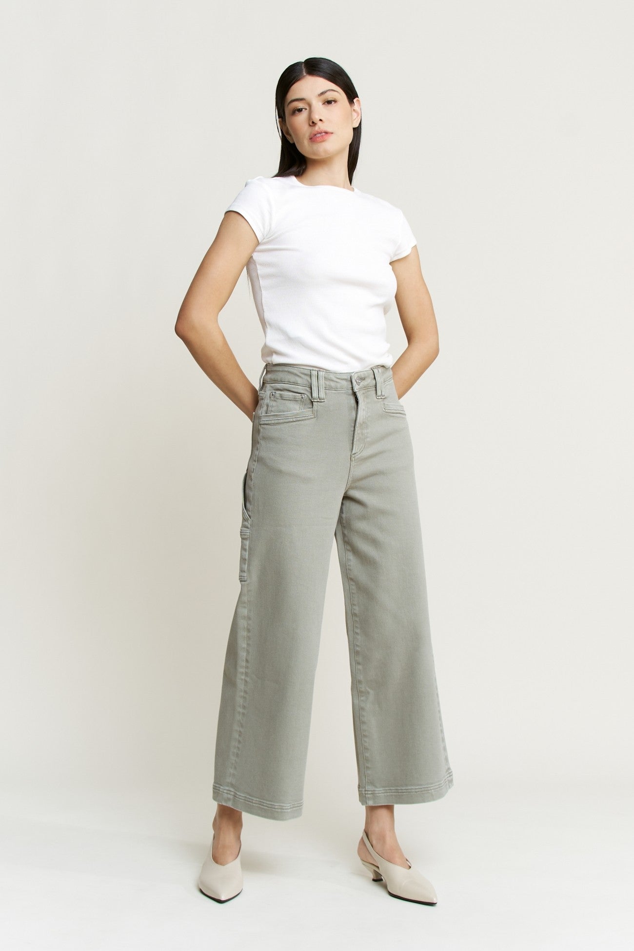 Super High Wise Cropped Utility Pants Summer Green
