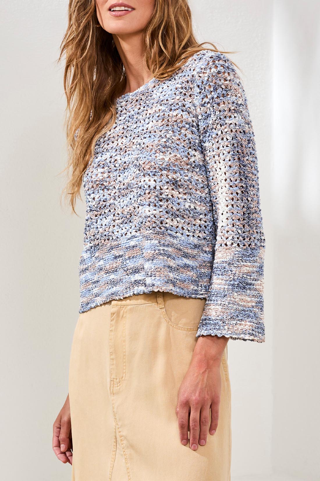 Bell Sleeve Open Stitch Sweater Salt Water