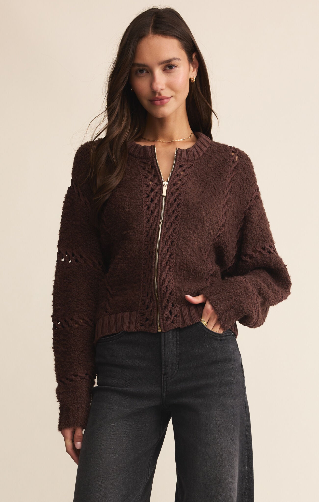 Sundance Sweater Jacket Chocolate Cherry