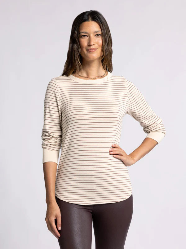 Stacy Long Sleeve Top White Swan Clove Stripe