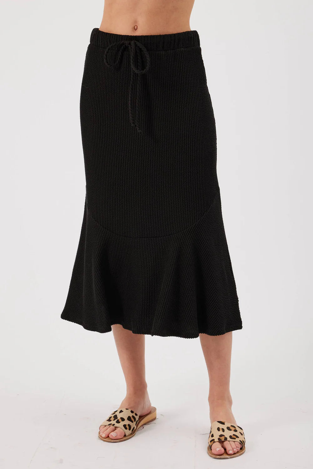 Maura Ribbed Midi Skirt Black