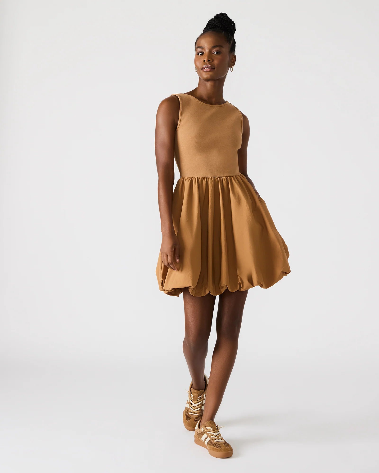 Palermo Bubble Skirt Mini Dress Caramel Cafe