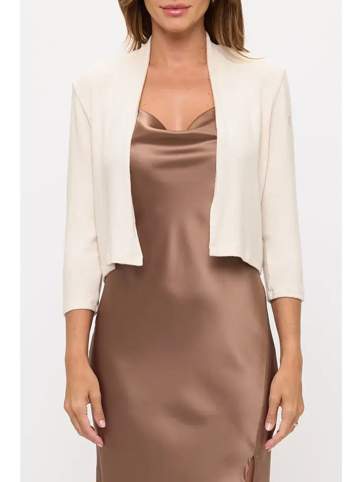 Brushed Knit Cashmere Feel Bolero Oatmeal