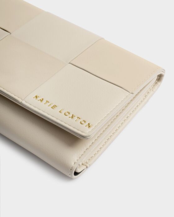 Taya Suedette Woven Wallet Off White