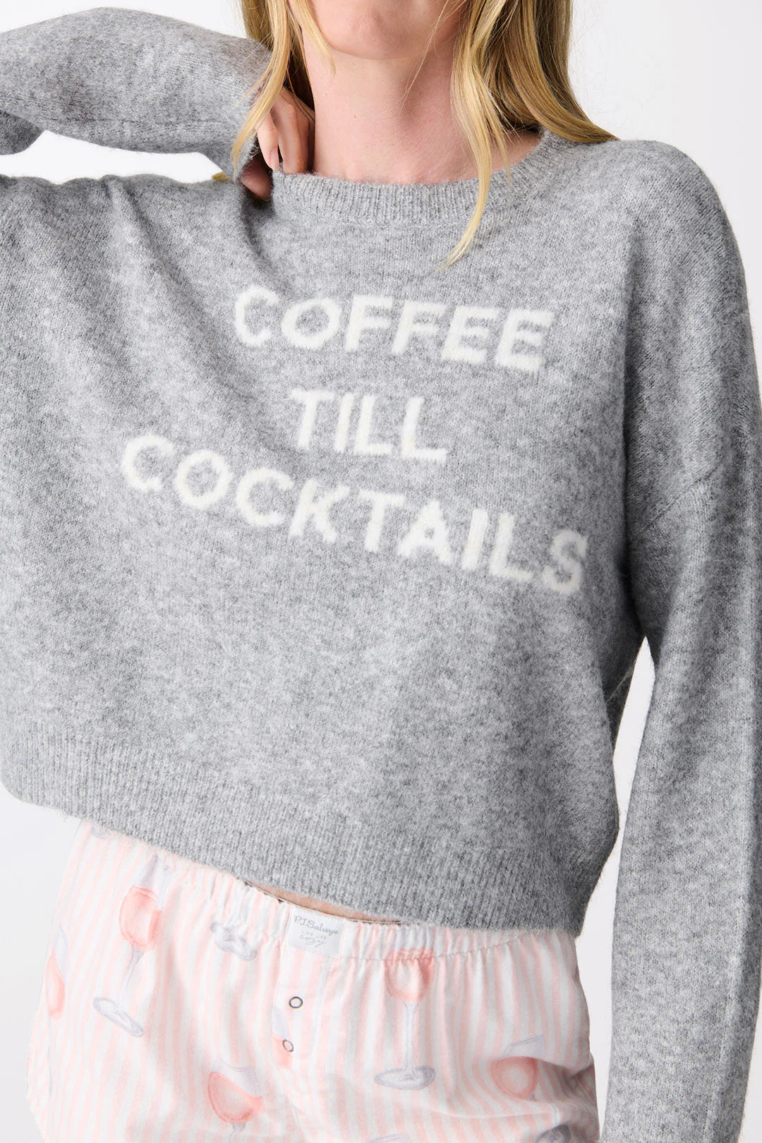 Coffee Till Cocktails Sweater Top Frost Gray