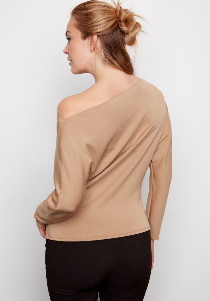 Demi Butter Drape Scuba Top Latte