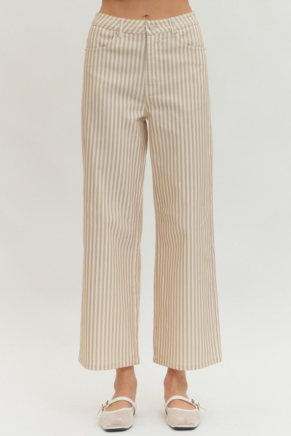 Stripe Crop Pant Tan