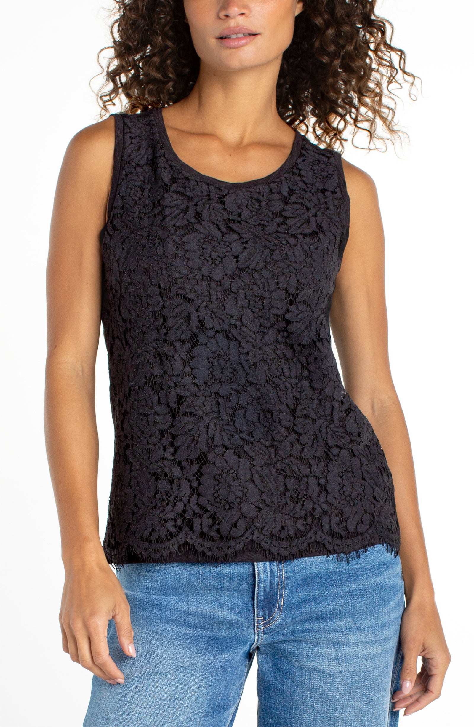 Lace To Knit Hybird Tank Black