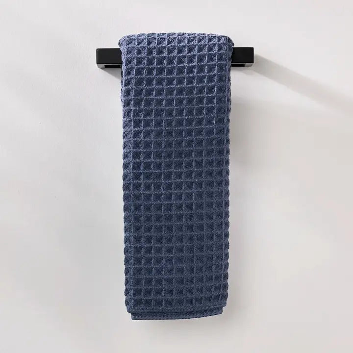Geometry Waffle Hand Towel Midnight Blue