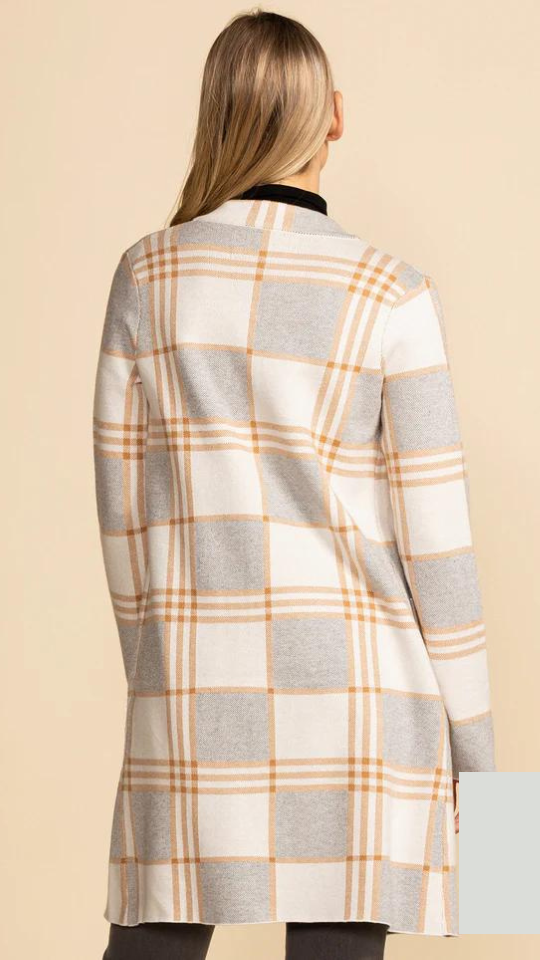 Harmon Plaid Sweater Cardi Grey