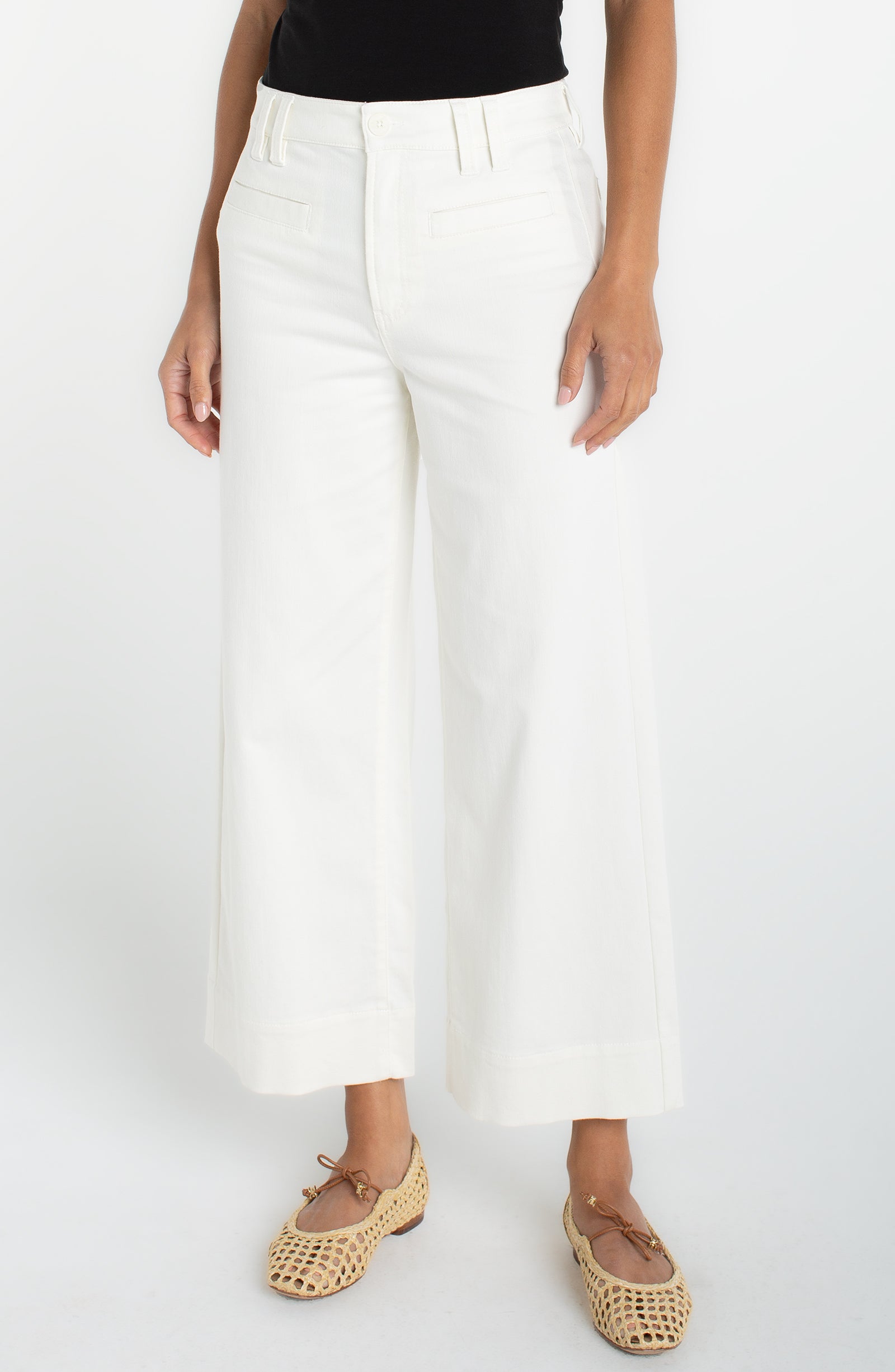Welt Pocket High Rise Crop Wide Leg Whipped Cream