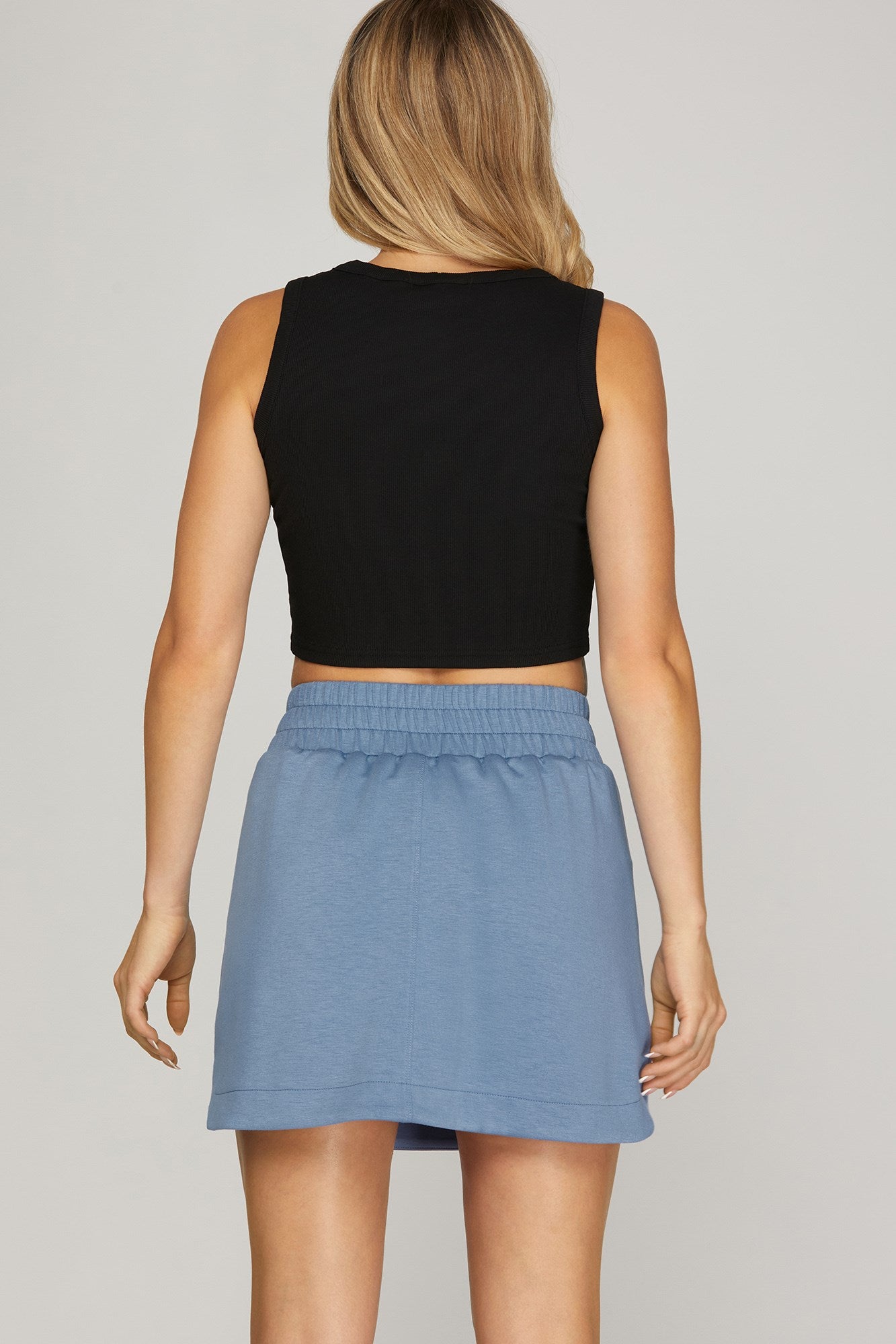 High Waist A Line Skort Misty Blue