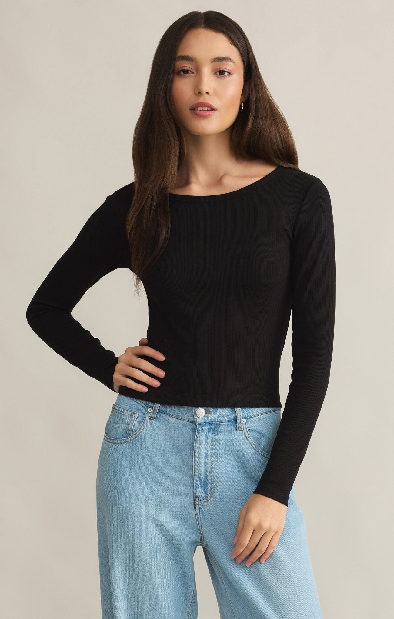 Infinity Fitted Long Sleeve Tee Black