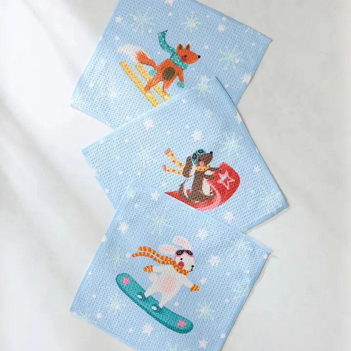Geometry Dishcloth Set Snowy Friends