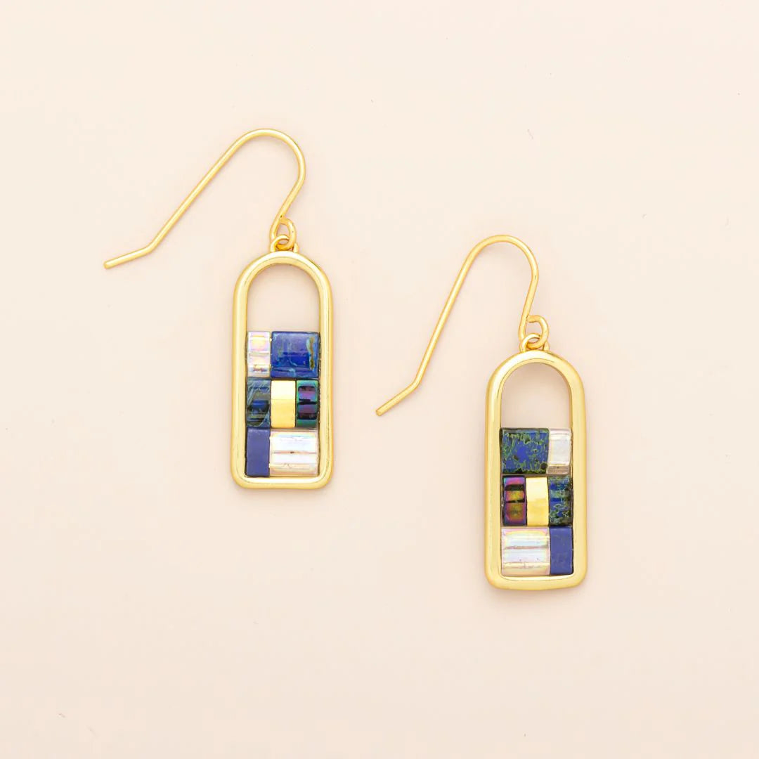 Good Karma Miyuki Frame Earrings Indigo|Gold