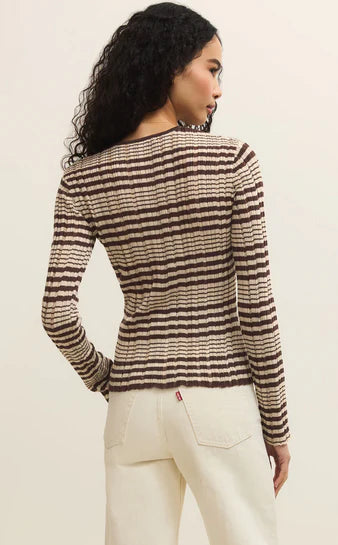 Ronnie Striped Sweater Top Chocolate Cherry