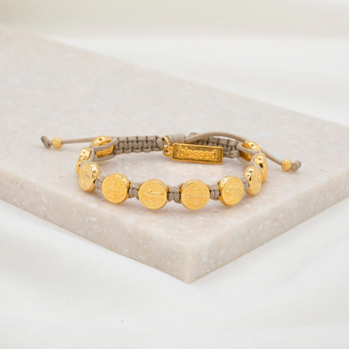 Benedictine Blessing Bracelet - Gold Metals Tan