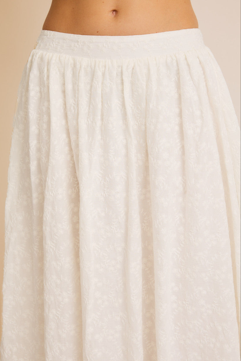 Eyelet Bubble Maxi Skirt White