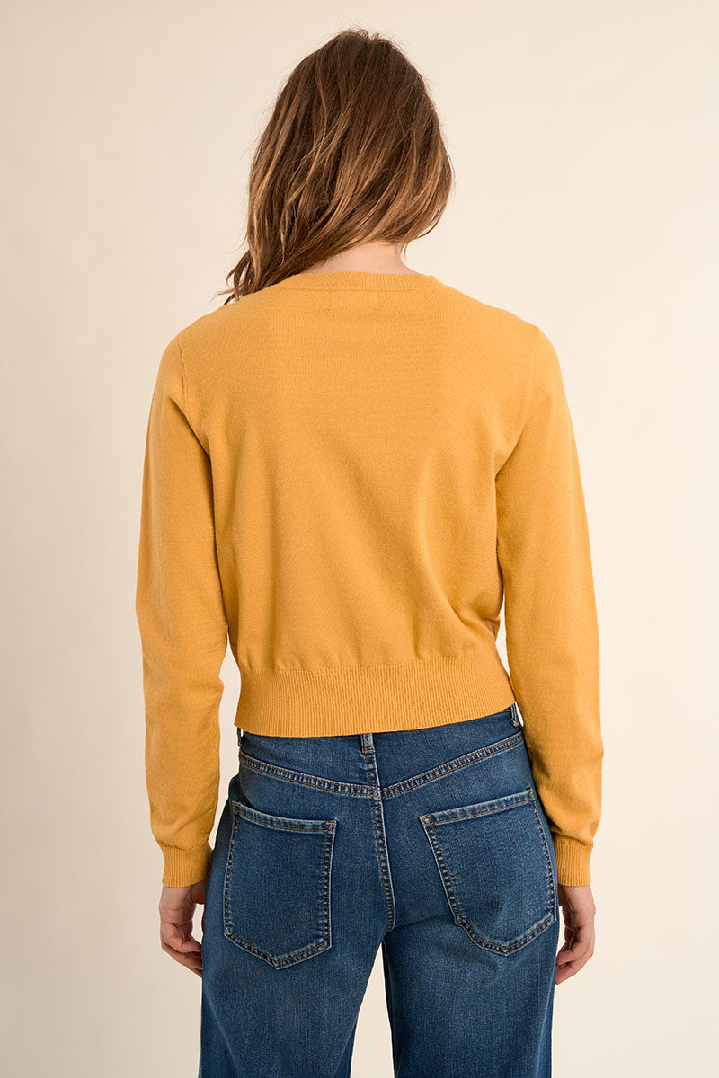 Heart Button Cardigan Mango Yellow