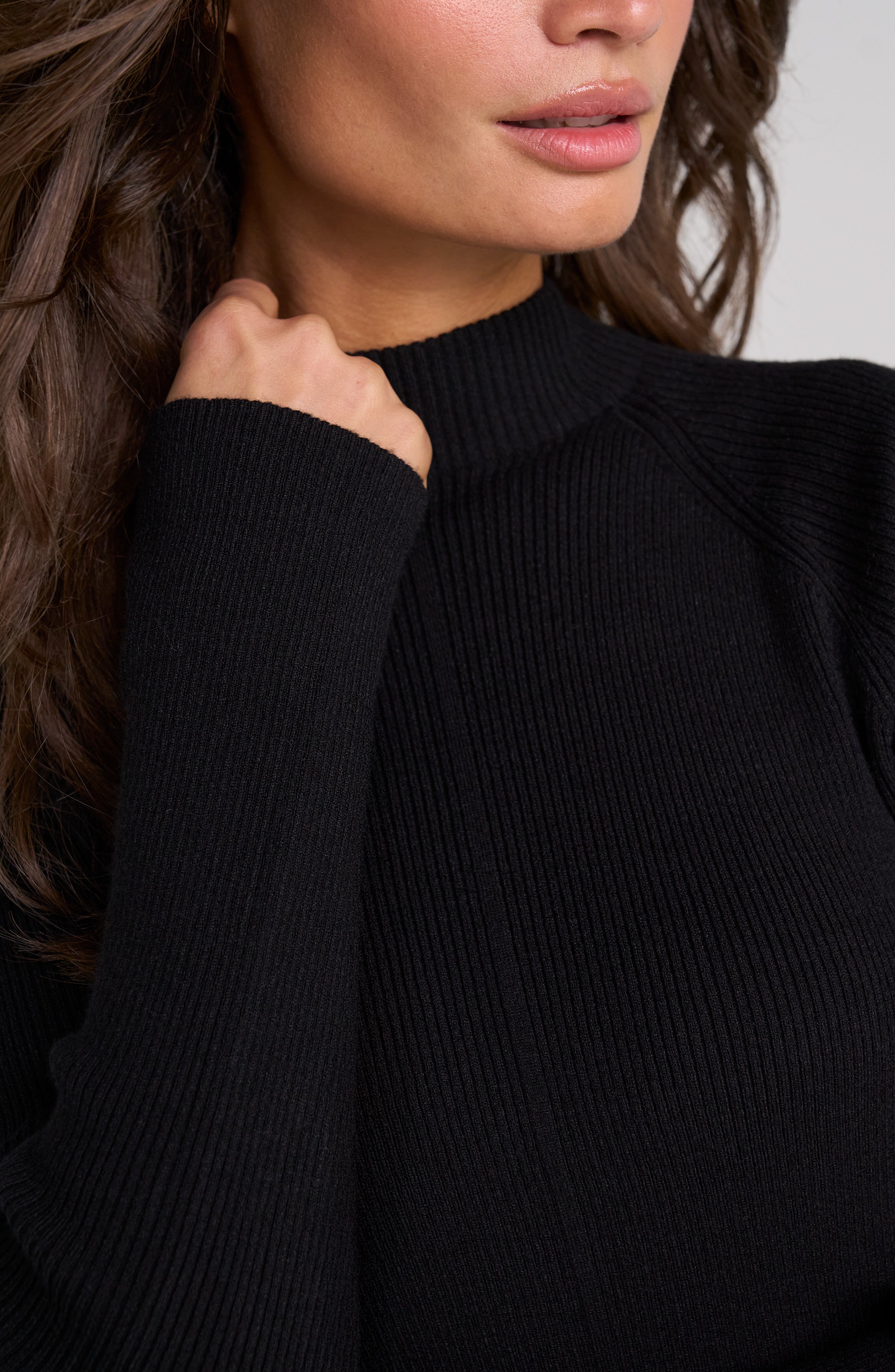 Ribbed Long Sleeve Turtleneck Sweater Black