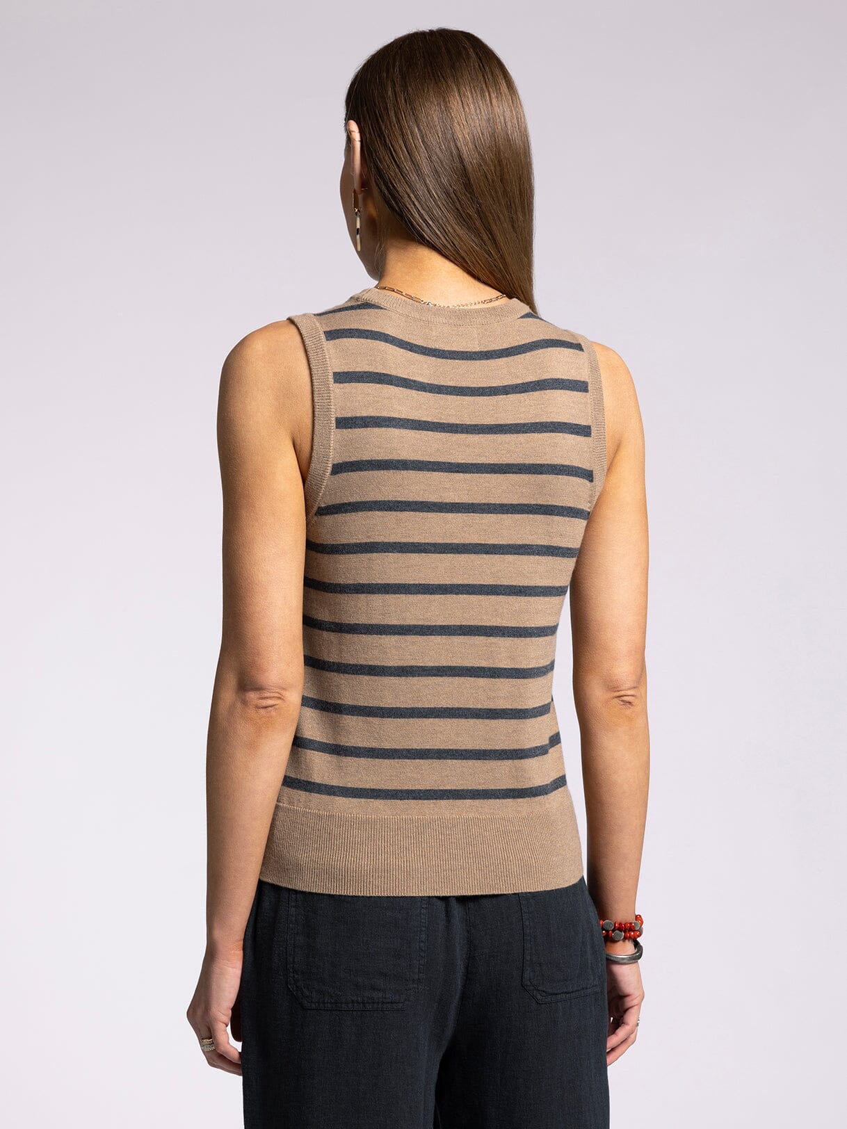 Elsa Tank Tan + Charcoal