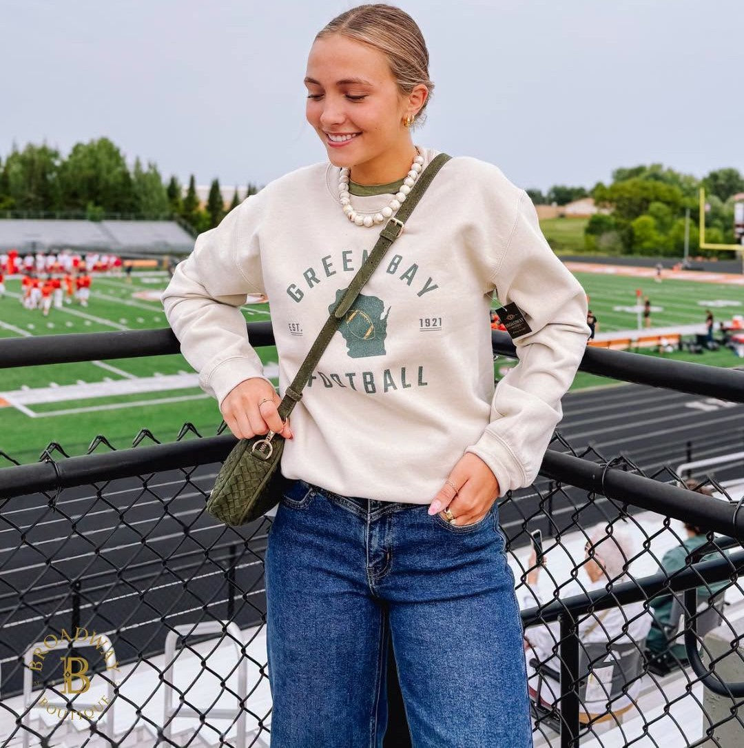 Green Bay Football Crew Sweatshirt Sand