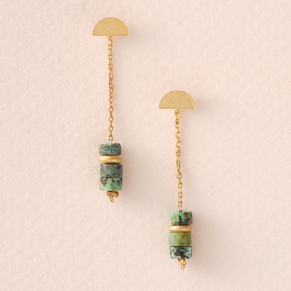 Stone Meteor Jacket Earrings African Turquoise | Gold