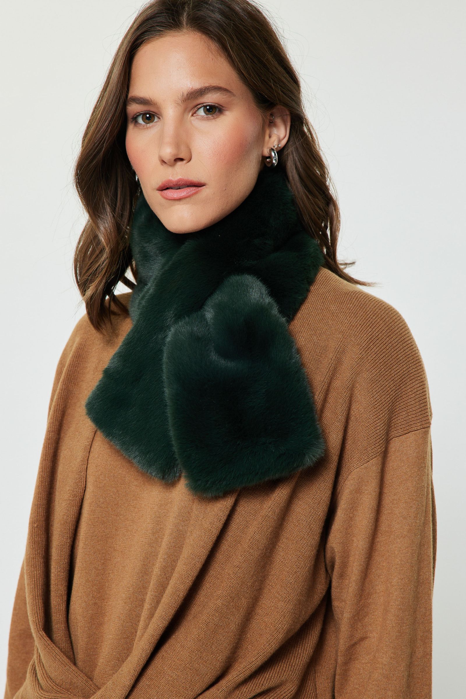 Long Fur Muffler Scarf Green