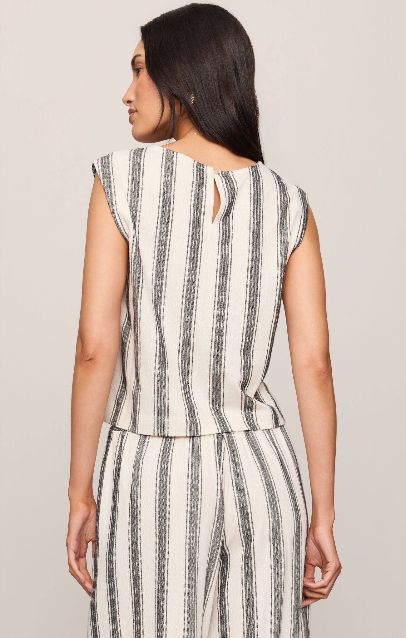 Pierre Knit Striped Top Black