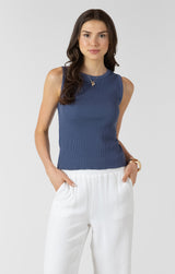 Waffle Knit Tank Blue