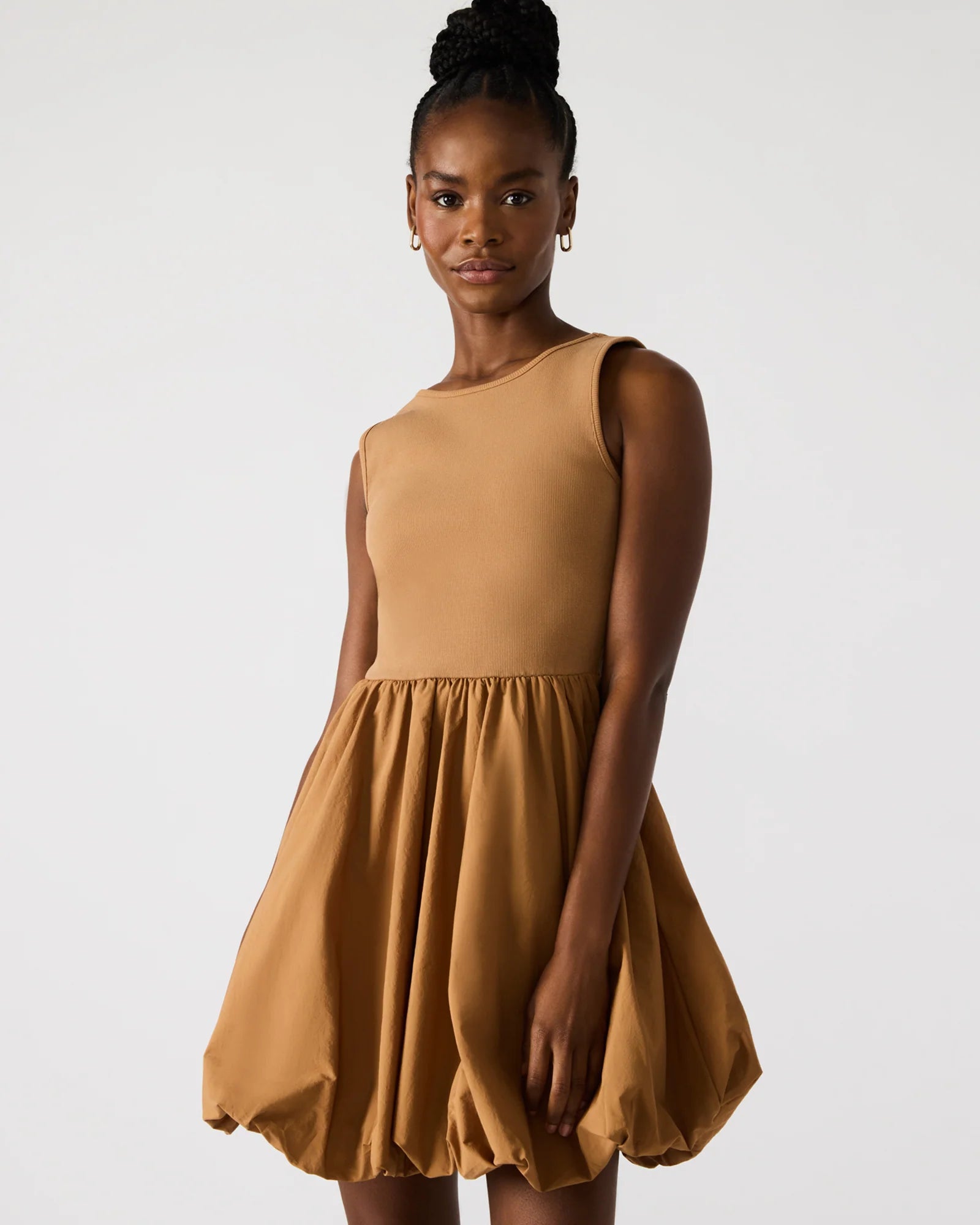 Palermo Bubble Skirt Mini Dress Caramel Cafe
