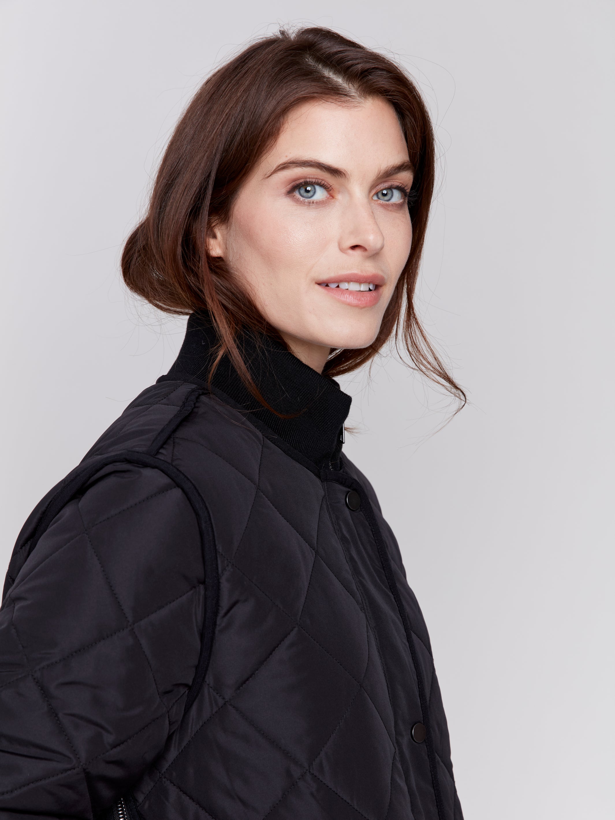 Long Quilted Puffer Jacket Black