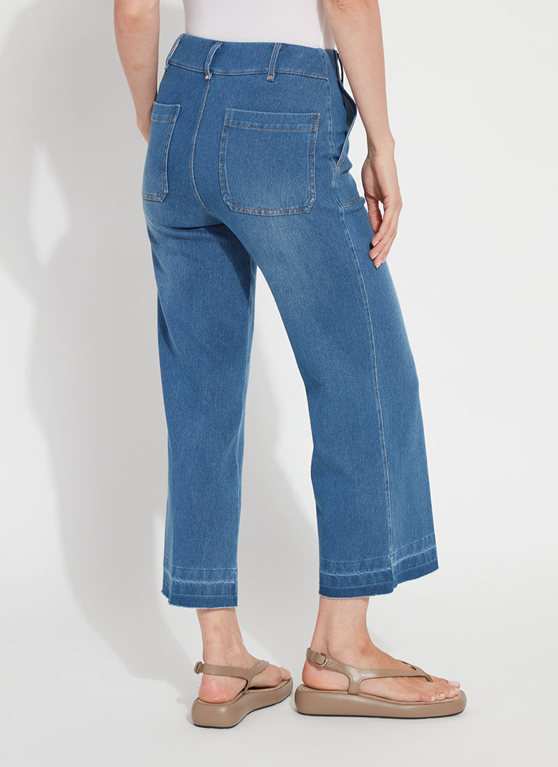 Athena Wide Leg Crop Pants Gradient Midwash
