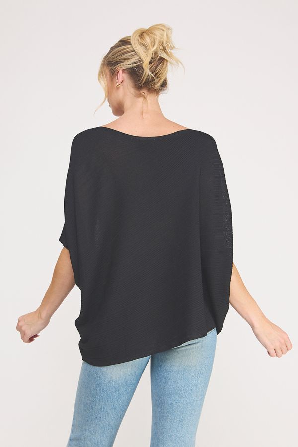 Asymmetric Knit Top Black