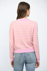 Stripe Button Closure Cardigan Lilac + Yellow