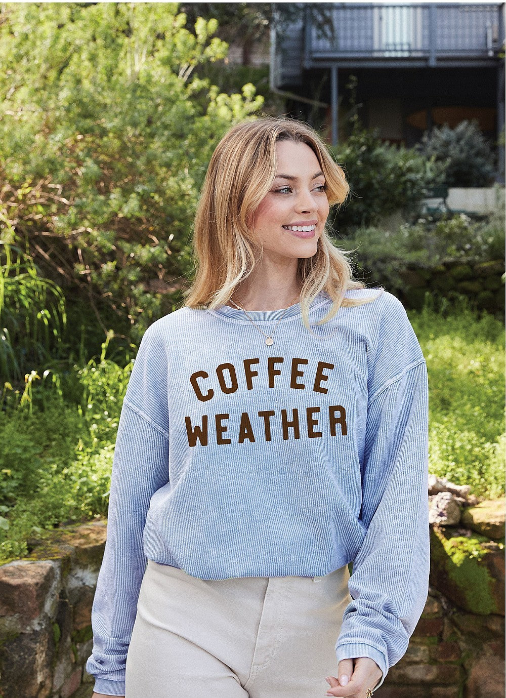 Coffee Weather Thermal Vintage Pullover Light Sky