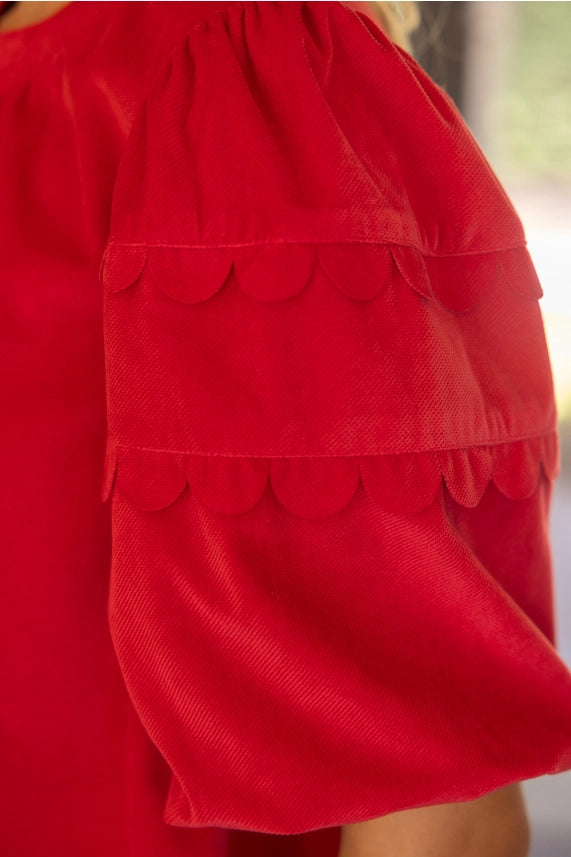 Scallop Detail Puff Sleeve Top