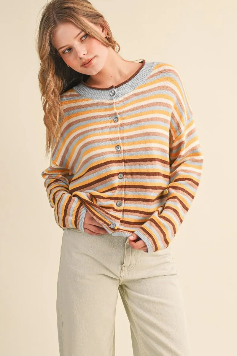 Stella Striped Cardigan Sky Taupe Multi