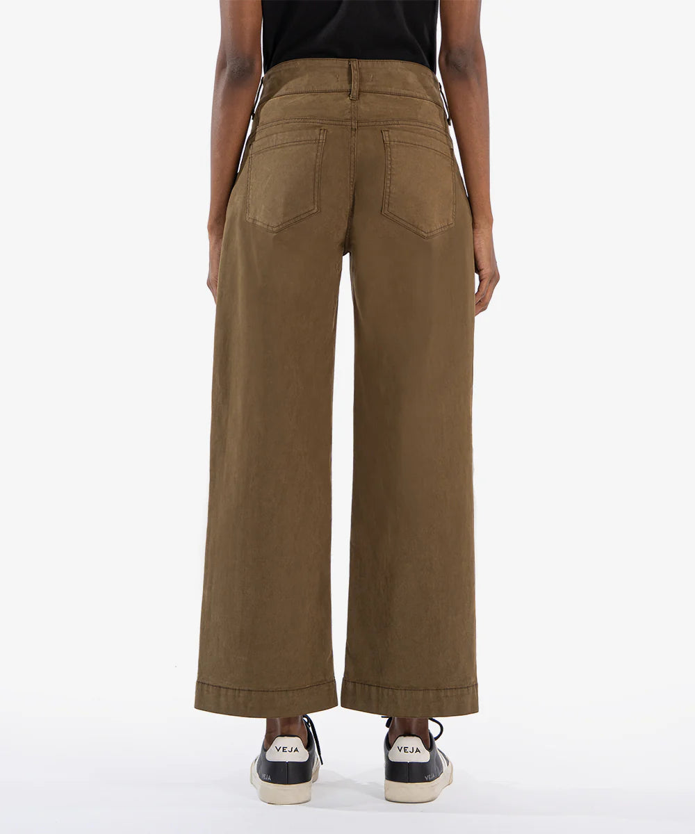 Charlotte High Rise Wide Leg Front Seam Pants Dark Olive
