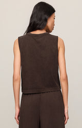 Sloane Crew Neck Jersey Muscle Tank Dark Chocolate