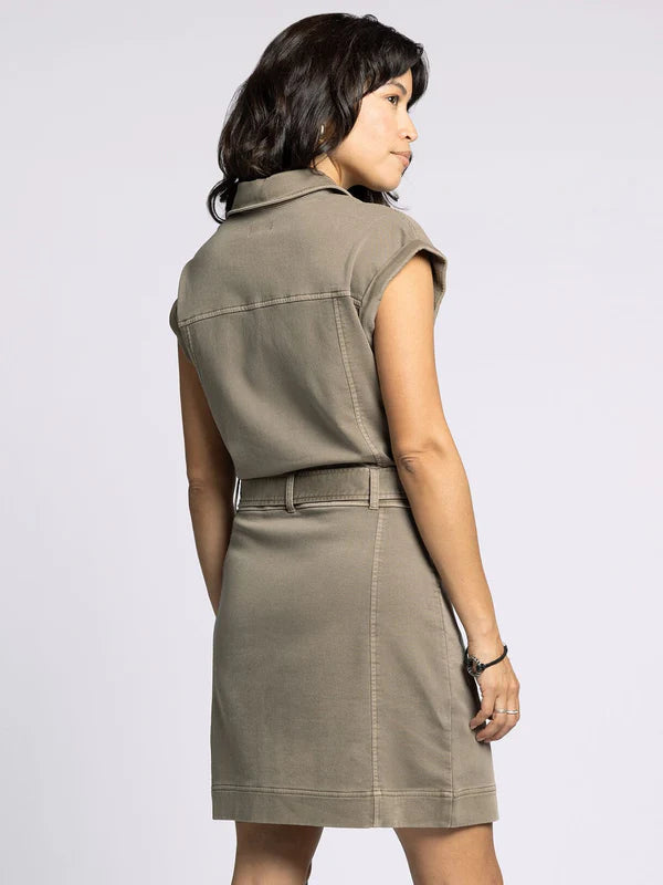 Siena Tie Belted Dress Olive