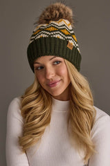 Diamond Pattern Knit Pom Hat